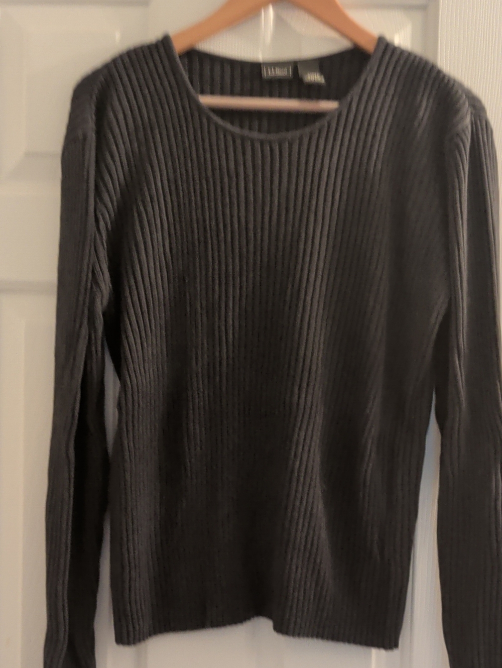 L.L.Bean Ribbed Crewneck Wool Sweater Gray XL